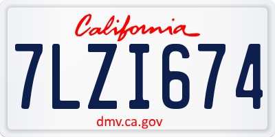 CA license plate 7LZI674
