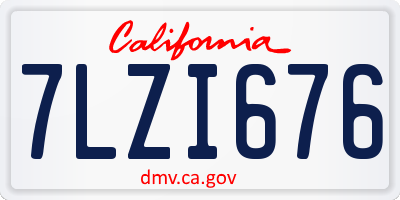 CA license plate 7LZI676