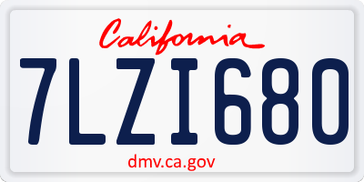CA license plate 7LZI680