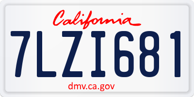 CA license plate 7LZI681