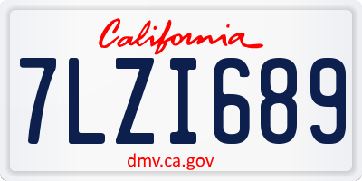CA license plate 7LZI689