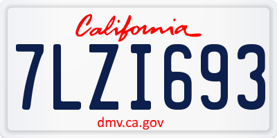 CA license plate 7LZI693