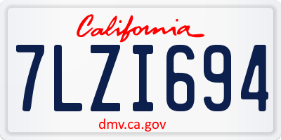 CA license plate 7LZI694