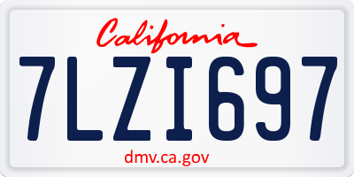CA license plate 7LZI697