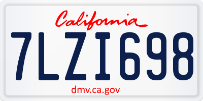 CA license plate 7LZI698