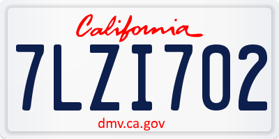 CA license plate 7LZI702