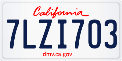 CA license plate 7LZI703
