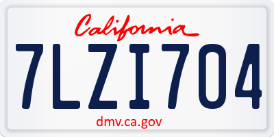 CA license plate 7LZI704