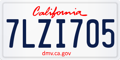 CA license plate 7LZI705