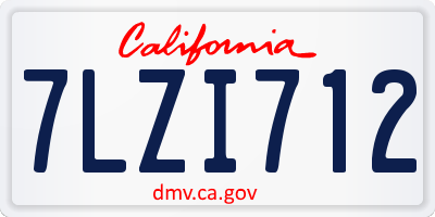 CA license plate 7LZI712