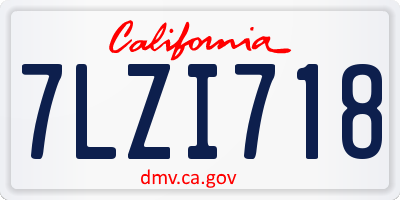 CA license plate 7LZI718