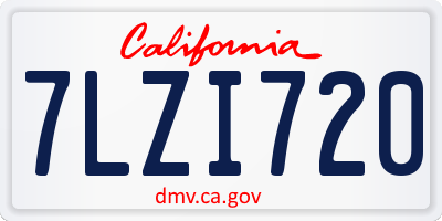 CA license plate 7LZI720