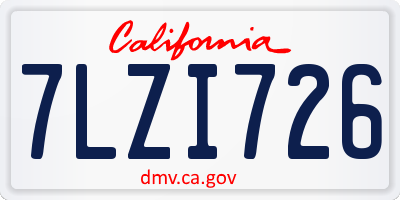 CA license plate 7LZI726