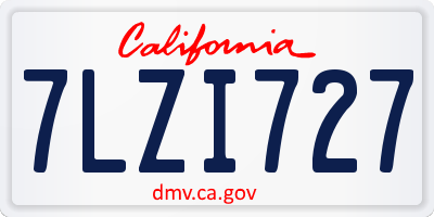 CA license plate 7LZI727