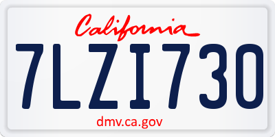 CA license plate 7LZI730