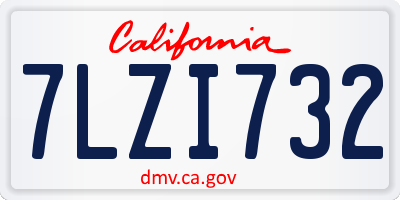 CA license plate 7LZI732