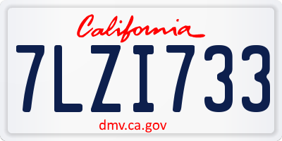 CA license plate 7LZI733