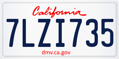 CA license plate 7LZI735