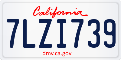 CA license plate 7LZI739