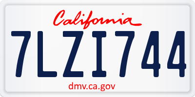 CA license plate 7LZI744