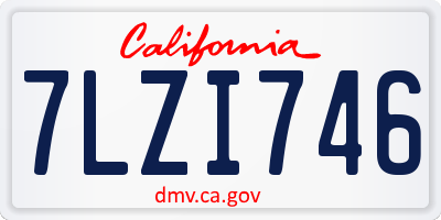 CA license plate 7LZI746