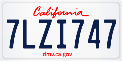 CA license plate 7LZI747