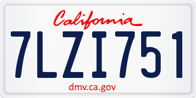 CA license plate 7LZI751
