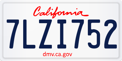 CA license plate 7LZI752