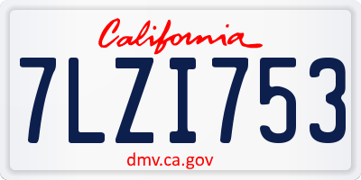 CA license plate 7LZI753