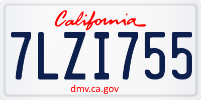 CA license plate 7LZI755