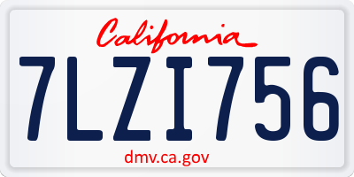 CA license plate 7LZI756