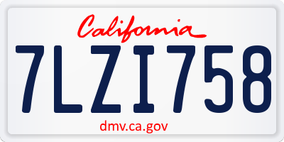 CA license plate 7LZI758