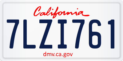 CA license plate 7LZI761