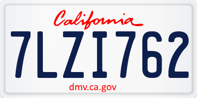 CA license plate 7LZI762