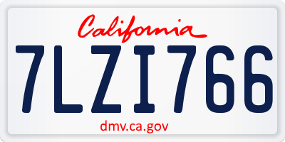 CA license plate 7LZI766
