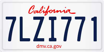 CA license plate 7LZI771