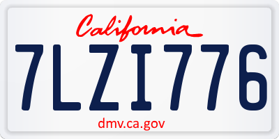 CA license plate 7LZI776