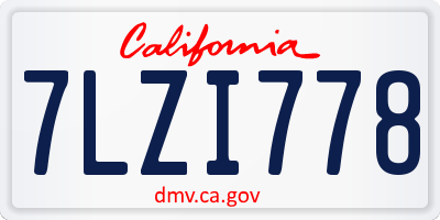 CA license plate 7LZI778