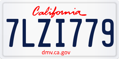 CA license plate 7LZI779