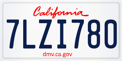 CA license plate 7LZI780