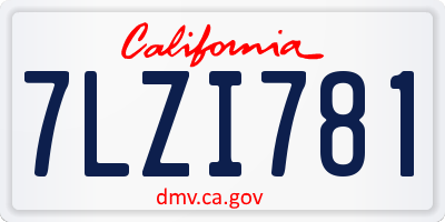 CA license plate 7LZI781