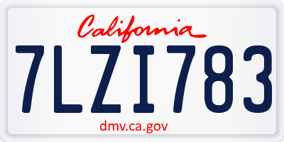 CA license plate 7LZI783