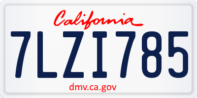 CA license plate 7LZI785