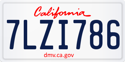 CA license plate 7LZI786