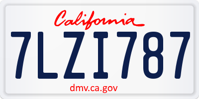 CA license plate 7LZI787