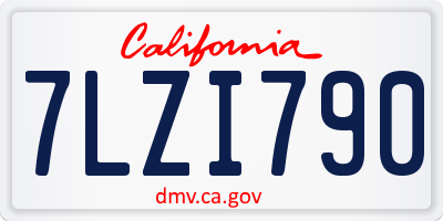 CA license plate 7LZI790