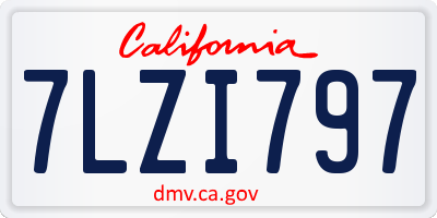 CA license plate 7LZI797