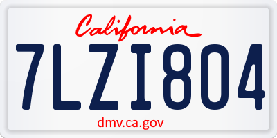 CA license plate 7LZI804