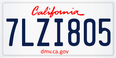 CA license plate 7LZI805