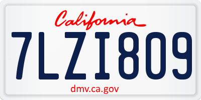 CA license plate 7LZI809